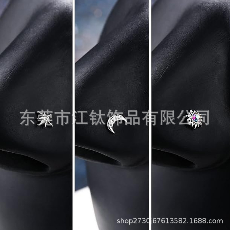 G23 Titanium Alloy Sunflower Nose Stud - ASTM F136 Nose Piercing Jewelry with Zircon, Available for Custom Orders with Drawings & Samples - Image 4