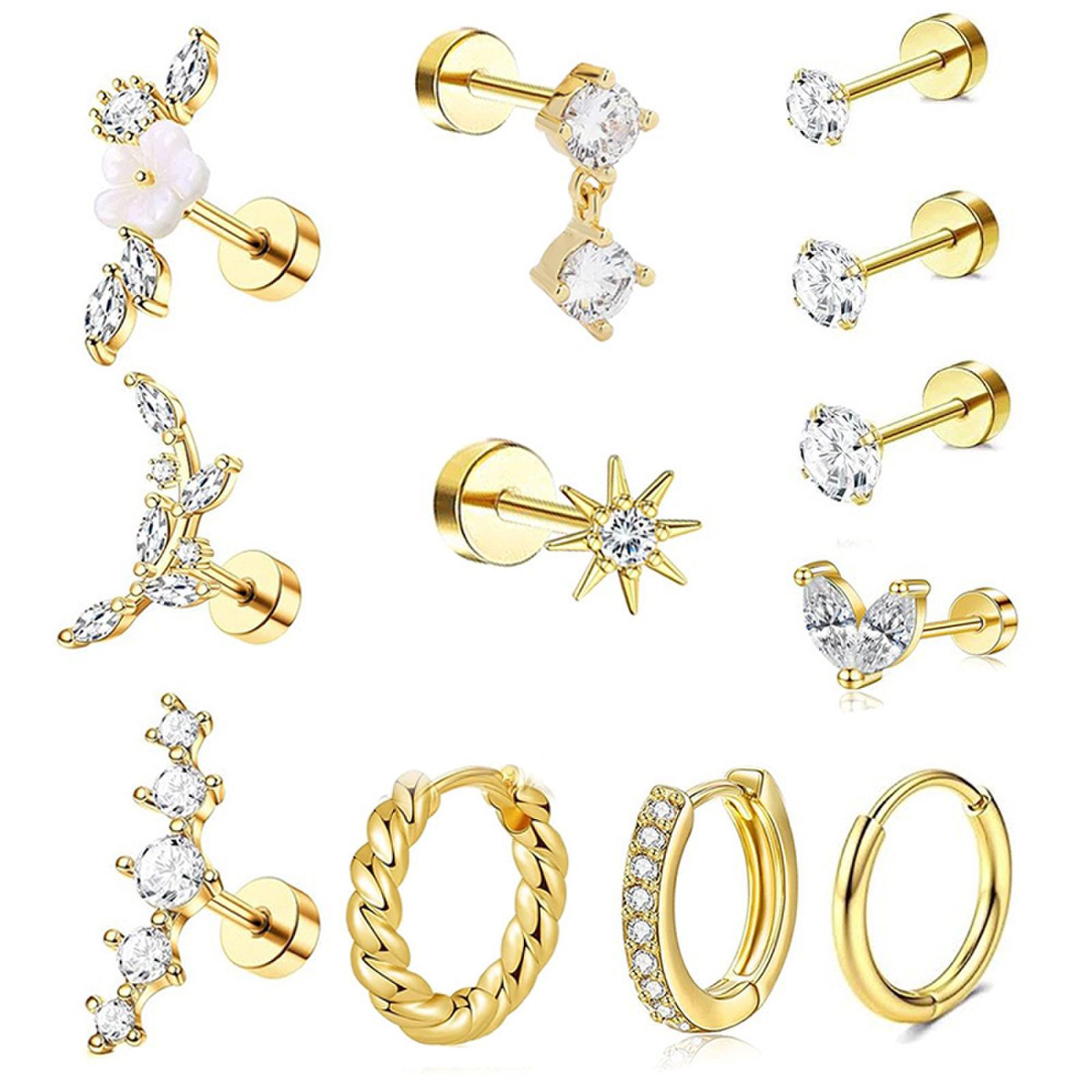 Star Zircon Round Earrings for Women Trendy Light Luxury Ear Piercing Jewelry Stainless Steel - Image 2