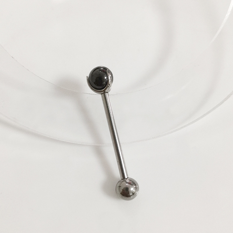 F136 Tongue Nail Inner Thread Double Headed Straight Rod Three-Claw Zircon Ball G23 Titanium Alloy Piercing Jewelry Ear Bridge - Image 3