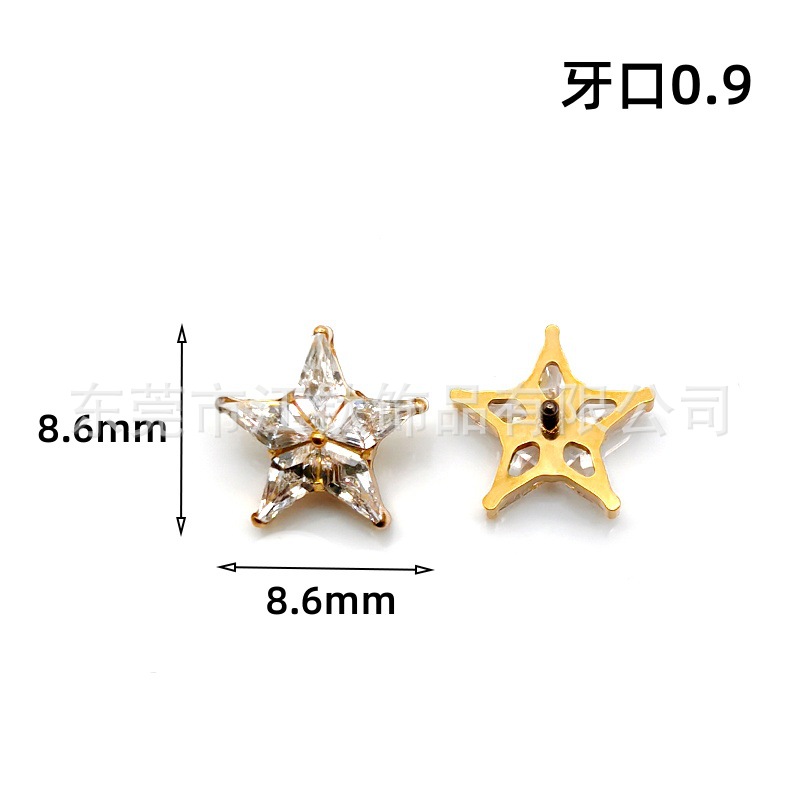 Titanium Five-Pointed Star Earring Stud Zircon Sea Star G23 ASTM F136 Cartilage Ear Piercing Jewelry Bone Nail - Image 4