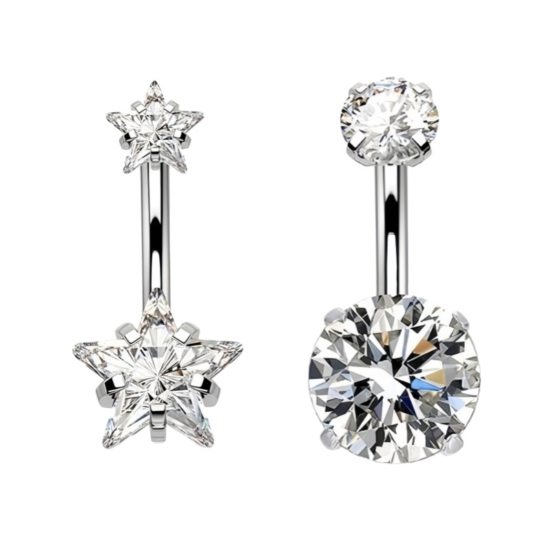 Stainless Steel Star Zircon Navel Ring Internally Threaded Belly Button Piercing Jewelry Wholesale - Image 5