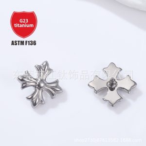 G23 Titanium Cross Earring Stud - ASTM F136 Alloy Flat Back Cartilage Ear Bone Stud