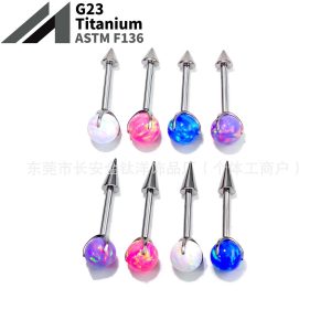 F136 Titanium Internal Thread Ear Bone Stud Opal Ear Stud Devil Ear Bone Stud G23 Titanium Alloy Body Piercing Jewelry