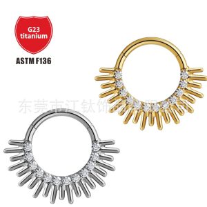 JT633 Nose Ring - G23 Titanium Alloy Jewelry with Zircon Inlay - Fashion Nose Stud for Women Men