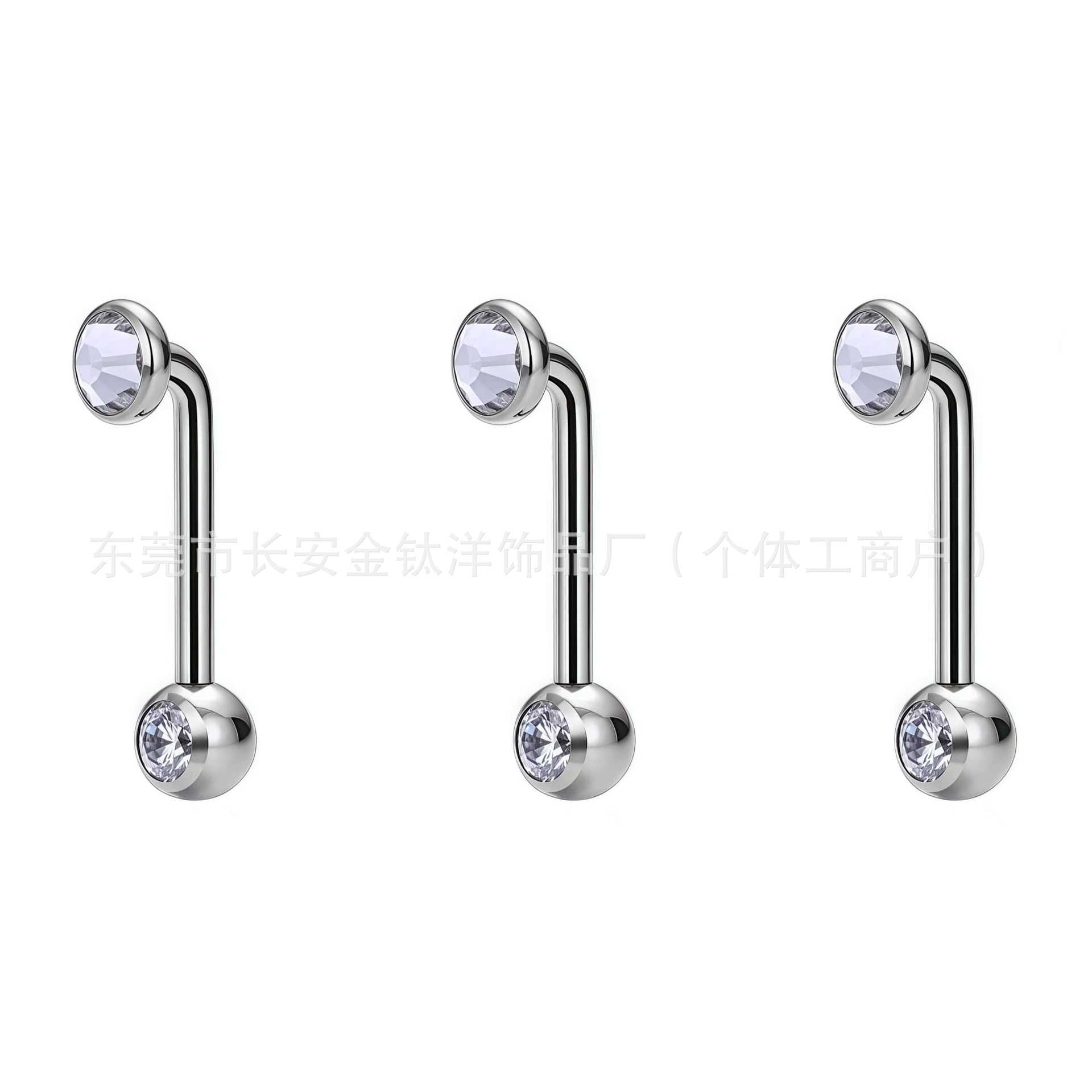 F136 Titanium 14g CZ Diamond L-Shaped Navel Ring G23 Titanium Alloy Body Piercing Jewelry - Image 5