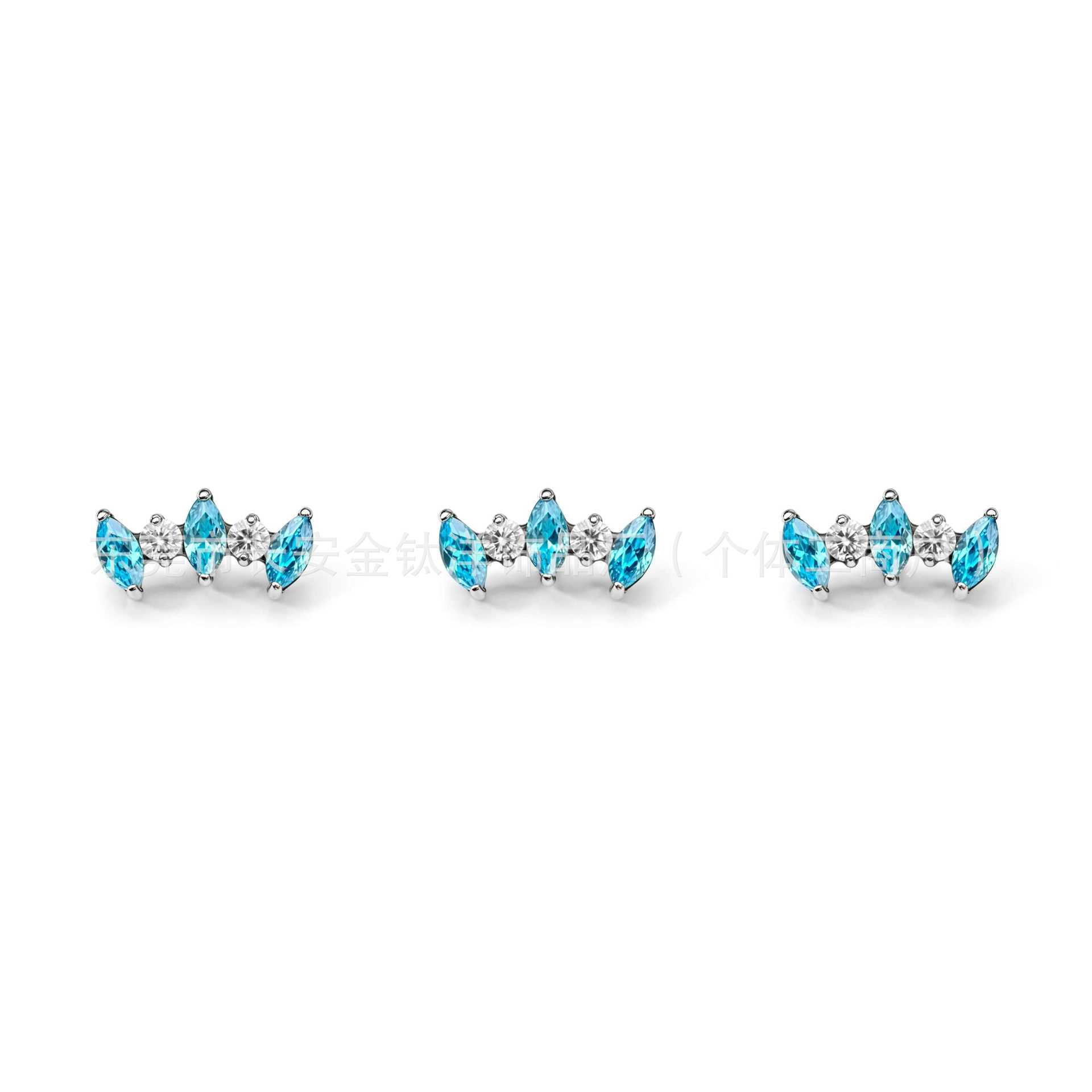 F136 Titanium Internally Threaded Marquise Zircon Crown Lip Stud Ear Stud Ear Bone Stud G23 Titanium Alloy Body Piercing Jewelry - Image 3