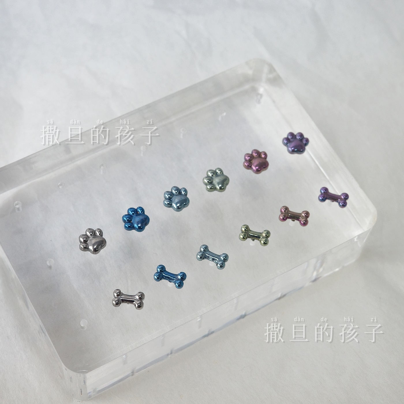 Titanium Alloy Lip Stud with Small Claw and Bone Design - Cute Girly Style Internal Thread Labret Stud - Image 2