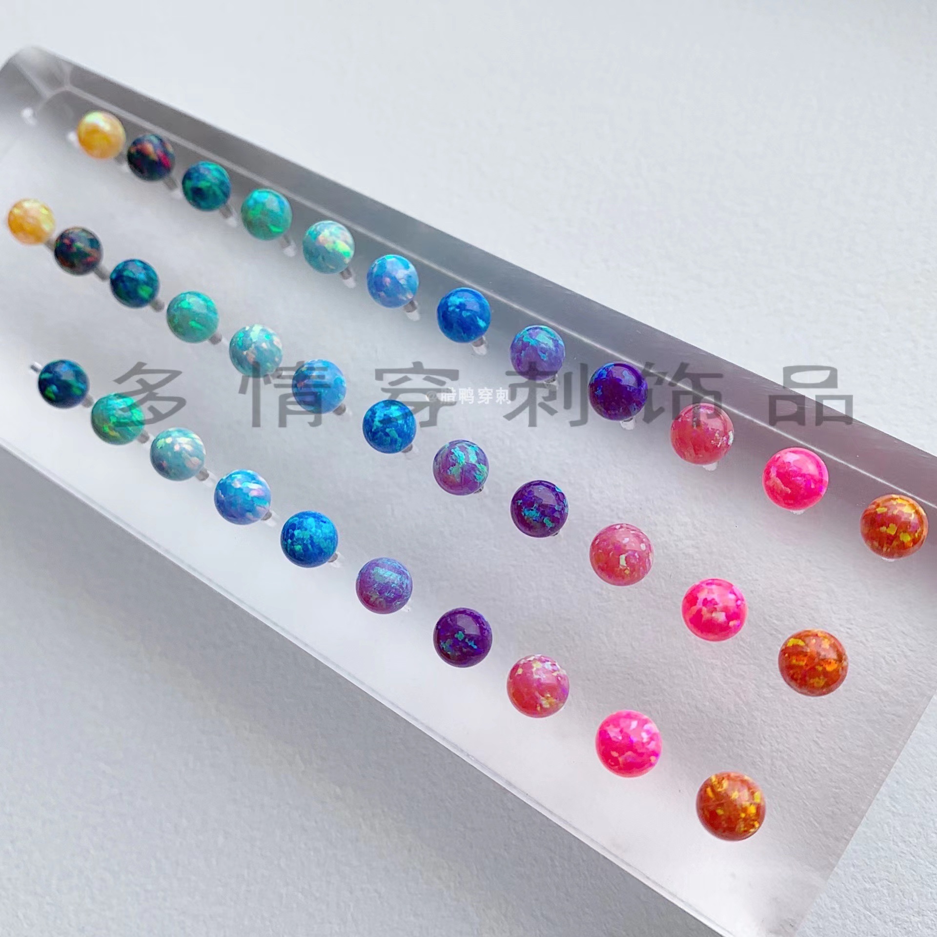 Opal Tongue Barbell 12mm Bar 1.6mm Gauge 5mm Ball Titanium Steel Tongue Ring for Oral Piercing - Image 3
