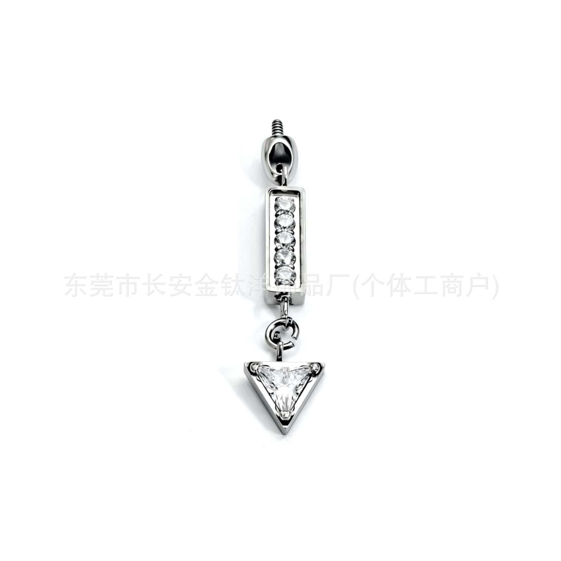 F136 Titanium Bullet-Shaped Triangular Zircon Lip Piercing Ear Bone Stud G23 Titanium Alloy Body Jewelry - Image 3
