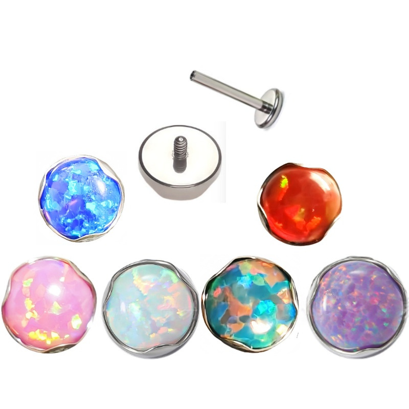G23 Titanium Alloy External Thread Wave Opal Lip Nail Eyebrow Ear Bone Body Piercing Jewelry Wholesale - Image 3