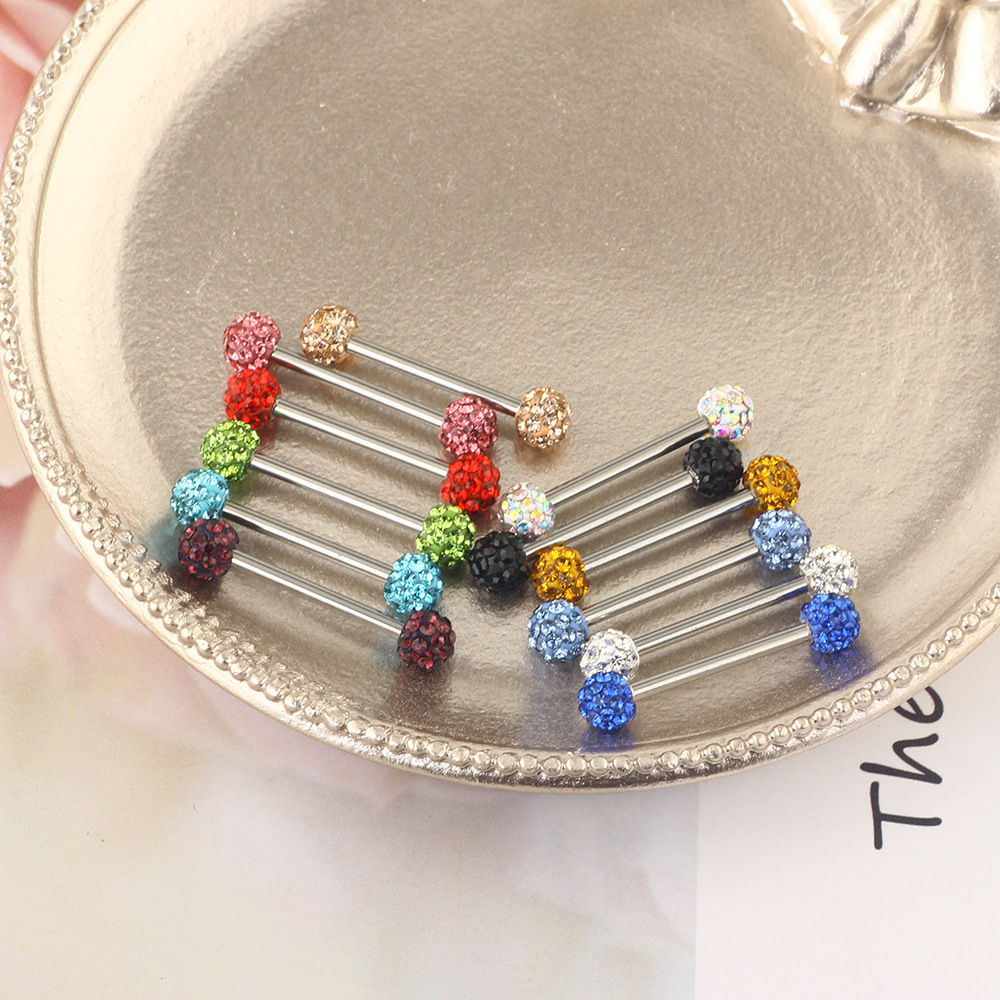 5mm Ball Amazon Diamond Ball Tongue Nail Tongue Ring Women's Nipple Ring Piercing Jewelry - Image 2