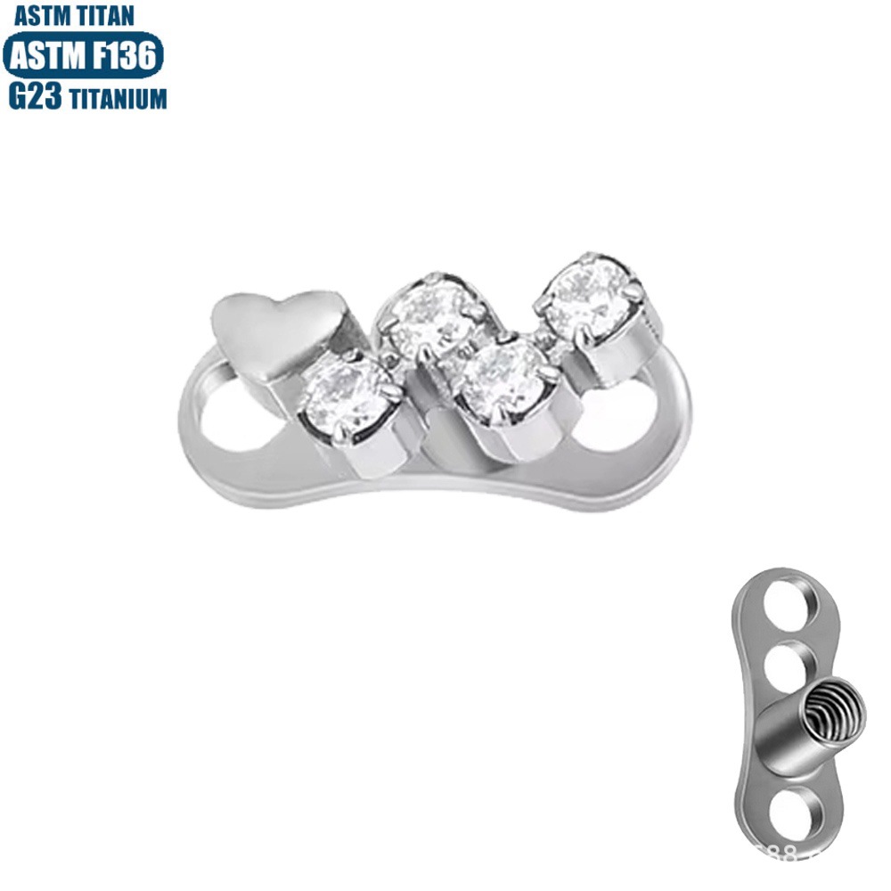 F136 Titanium Alloy Claw Inlay Zircon Nail Subcutaneous Implant Claw Nail Internal Thread Piercing Jewelry with Base - Image 2