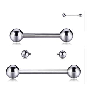 F136 Titanium Straight Bar Tongue Lip Ear Cartilage Piercing Barbell Jewelry 1.6mm 40mm