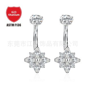 G23 Titanium Navel Ring Eight-Pointed Star Belly Button Piercing Jewelry - ASTM F136