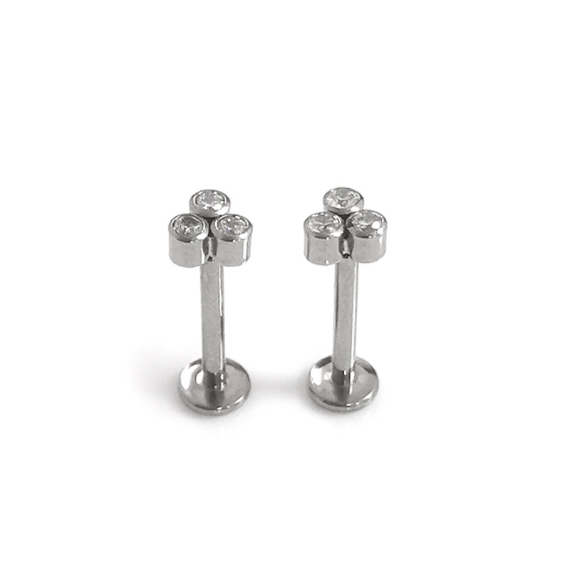 F136 Titanium Earring with 5A Zircon Inlaid Internal Thread G23 Titanium Alloy Cartilage Piercing Jewelry Ear Nail - Image 5