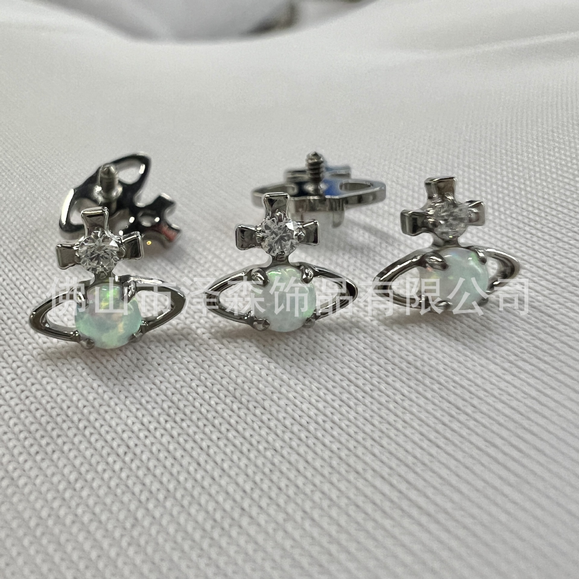 F136 Titanium Saturn Earrings G23 Titanium Planet Orbit Lip Studs Opal Earrings Piercing Jewelry - Image 4