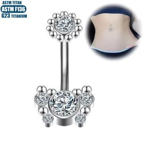 F136 Titanium Alloy Navel Ring with Round Zircon Welded Ball Internal Thread Belly Button Piercing Jewelry