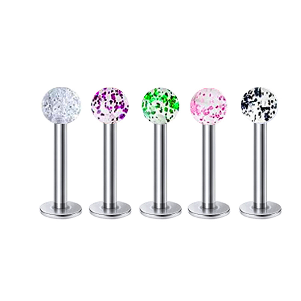 5 Sets Acrylic Star Lip Nail Ear Bone Nail T-Shaped Eyebrow Nail Nose Piercing Jewelry Stainless Steel Inner Outer Teeth - Image 2