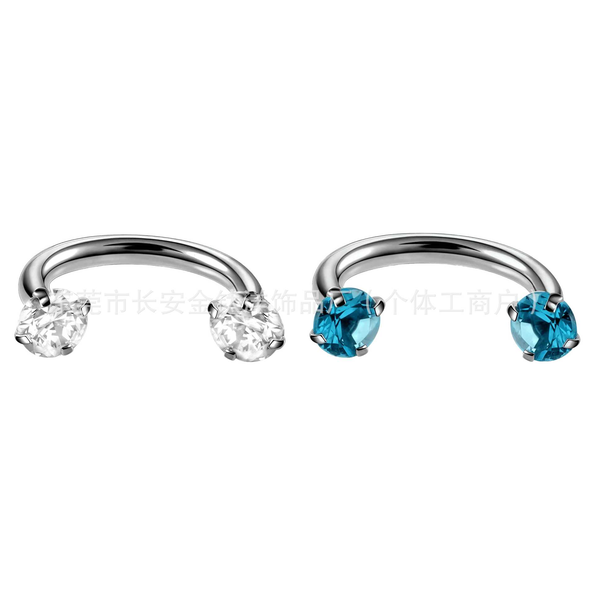 F136 Titanium Internal Thread Horseshoe Ring 5A Zircon Claw Zirconium Lip Ring Nose Ring Ear Bone Stud G23 Titanium Alloy Piercing Jewelry - Image 4