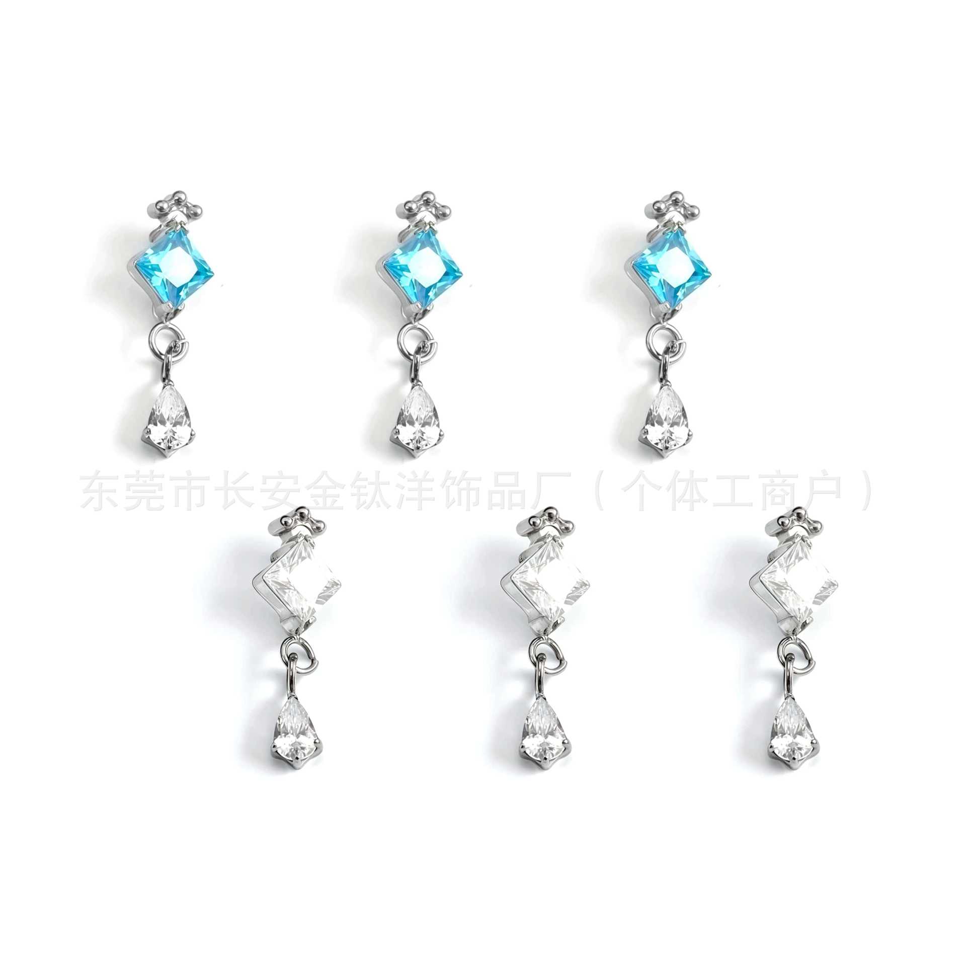 F136 Titanium Water Drop Pendant Lip Stud Nose Stud Ear Stud Piercing Jewelry with Zircon Inlay - Image 5