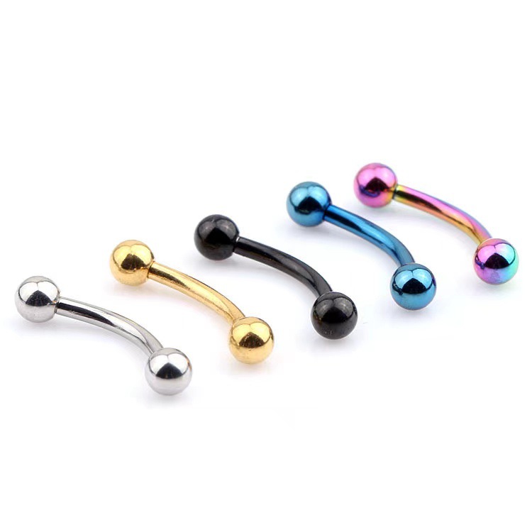 G23 Titanium Alloy Externally Threaded Double-Ended Pointed Cone Round Ball Curved Barbell C-Rod Earring Tongue Nail Breast Nail Piercing Jewelry - Image 5