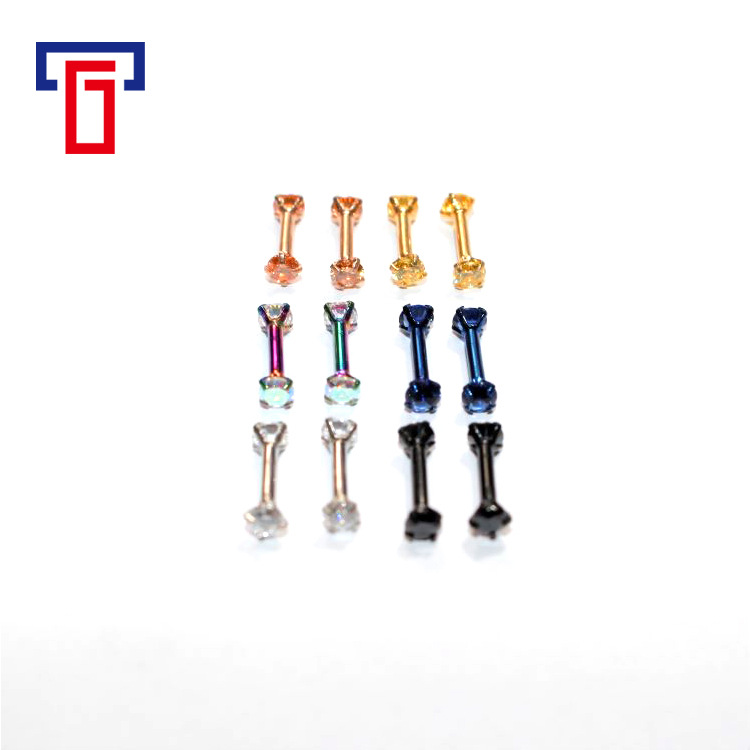 G23 Titanium Double Head Claw Set CZ Straight Barbell Eyebrow Piercing Jewelry - Image 3