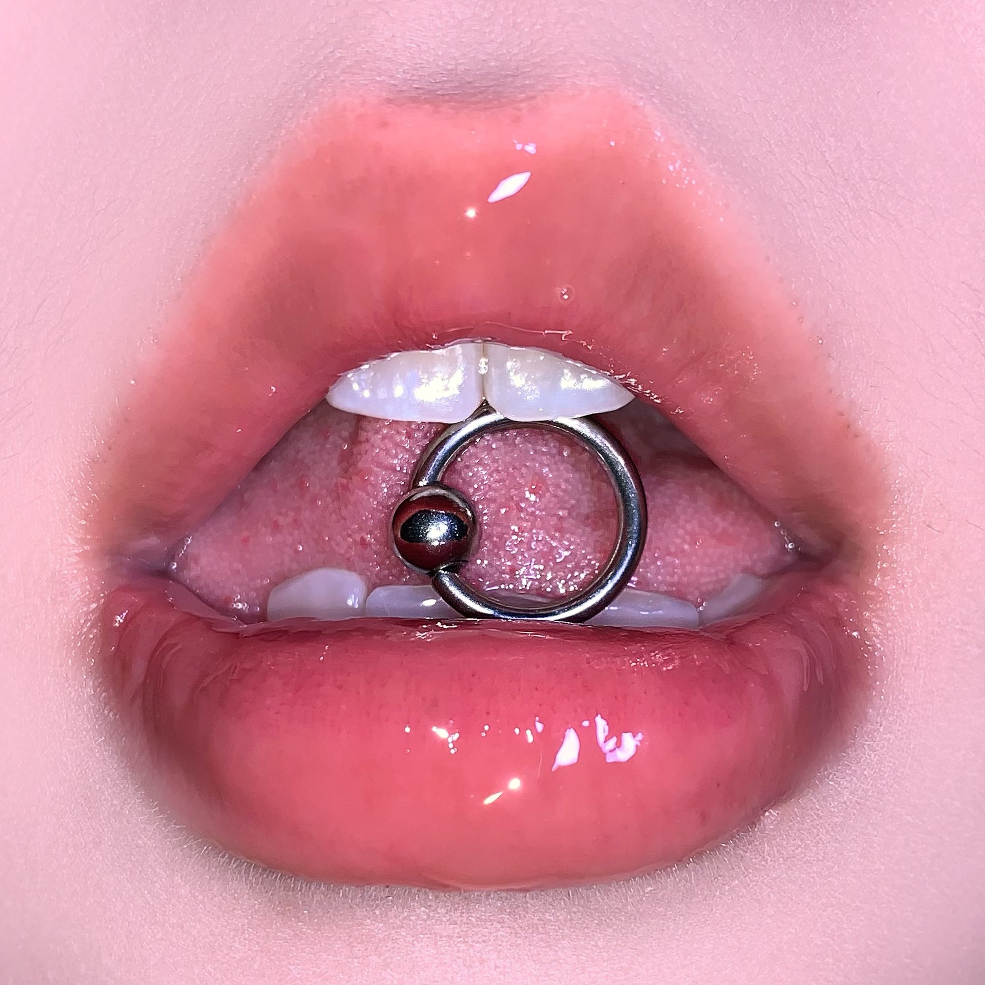Titanium Steel Punk Style Ring Tongue Barbell for Drinking - Special Shaped Tongue Nail - Amazon Piercing Jewelry Wholesale - Image 2