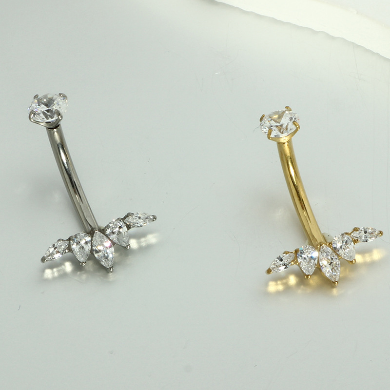 G23 Titanium Navel Ring with Zircon Inner Tooth Belly Button Piercing Jewelry Wholesale - Image 4