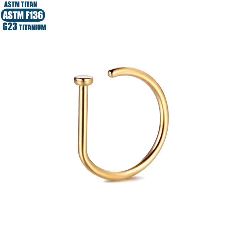 F136 Titanium D-Shaped Nose Ring Fake Nose Hoop No Piercing Required Hip Hop Men Women Body Jewelry - Image 4