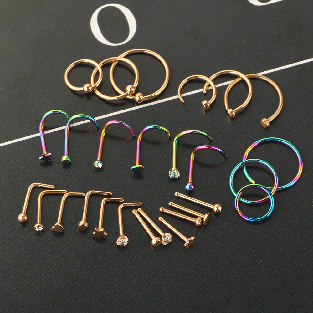 Stainless Steel Nose Ring Lip Ring Ear Stud Set Geometric Cactus Design Fashion Body Piercing Jewelry for Women - Image 5