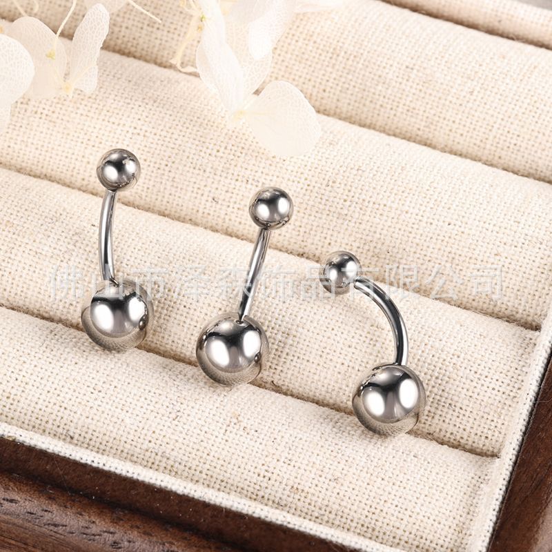 F136 Titanium Alloy Navel Ring Double Ball Internally Threaded Belly Button Ring G23 Titanium Curved Barbell Body Piercing Jewelry - Image 2