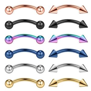 12-Piece Stainless Steel Eyebrow Ring Lip Nose Piercing Jewelry Set - Diamond Shape - Ancient Style