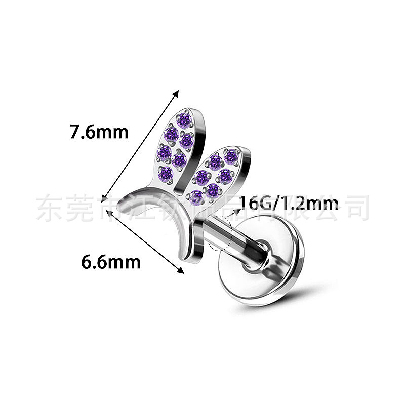 G23 Titanium Ear Cartilage Stud Cute Rabbit Ear Piercing Jewelry for Women Men - Image 5