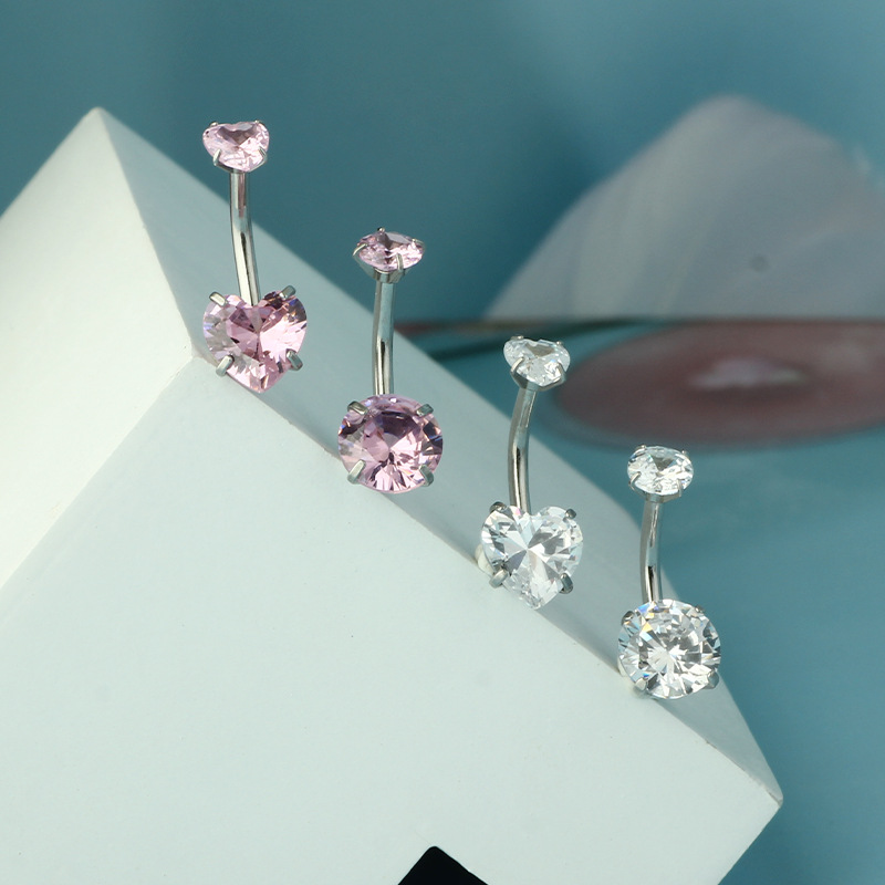 Rose Gold White Circle Belly Button Ring 316L Surgical Steel Geometric Belly Piercing Jewelry - Image 3