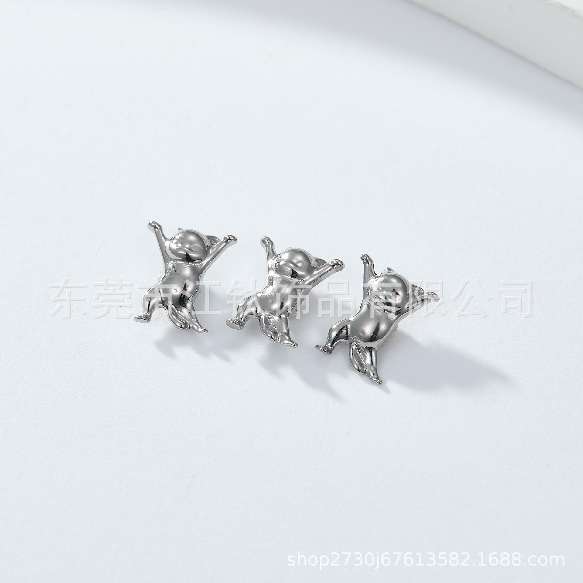 Cute Small Cat Ear Bone Nail G23 Titanium Implant Grade Ear Cartilage Stud Flat Back Earring - Image 3