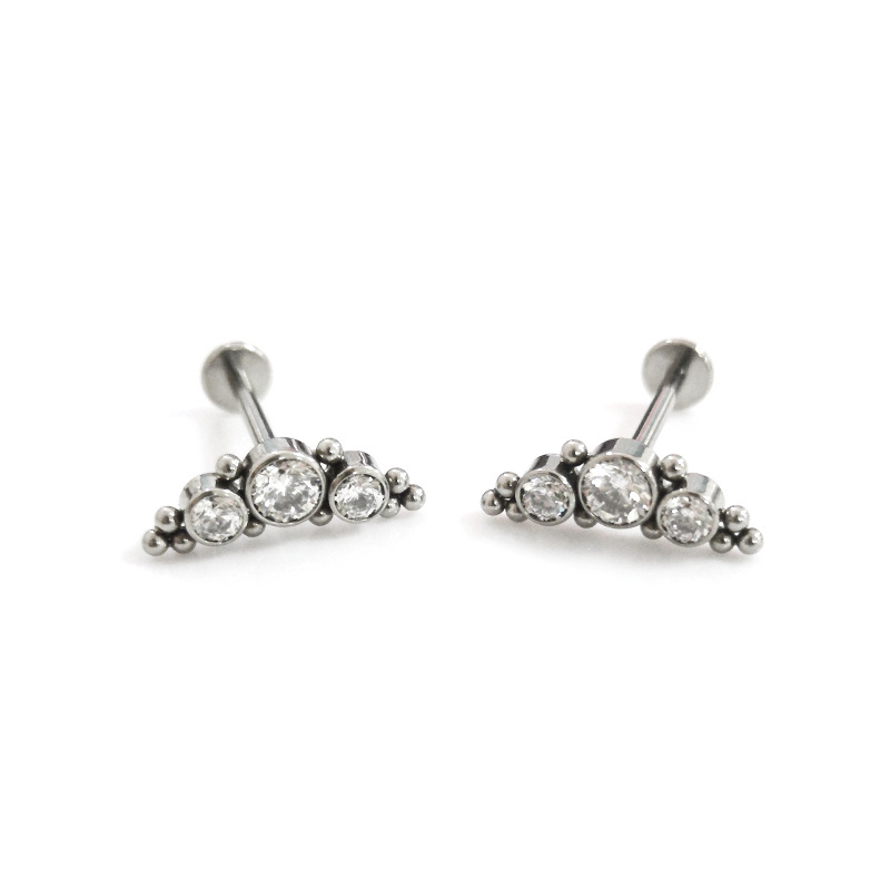 F136 Titanium Earring with Zircon Inner Teeth Welding Fashion G23 Titanium Alloy Body Piercing Jewelry Ear Bone - Image 5