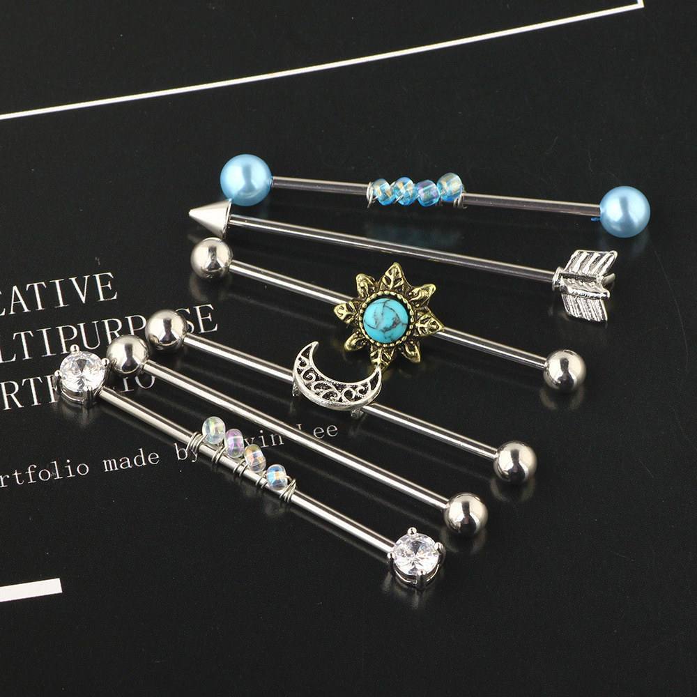 Amazon Piercing Jewelry Set Long Rod Stud Earrings Body Piercing Stainless Steel Industrial Barbell - Image 2