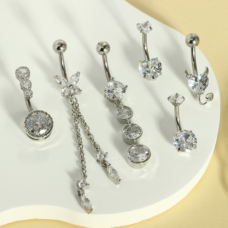 Amazon's Best-Selling Belly Button Rings Set - Stainless Steel Super Shiny Zircon Belly Button Studs Body Piercing Jewelry, Gold, 6 Pack - Image 4