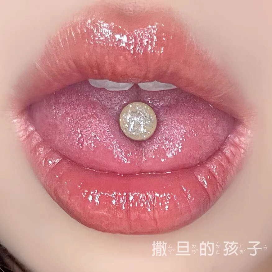 Star Drop Tongue Nail Titanium Steel Blue Tongue Ring External Thread 2024 New Style - Image 4