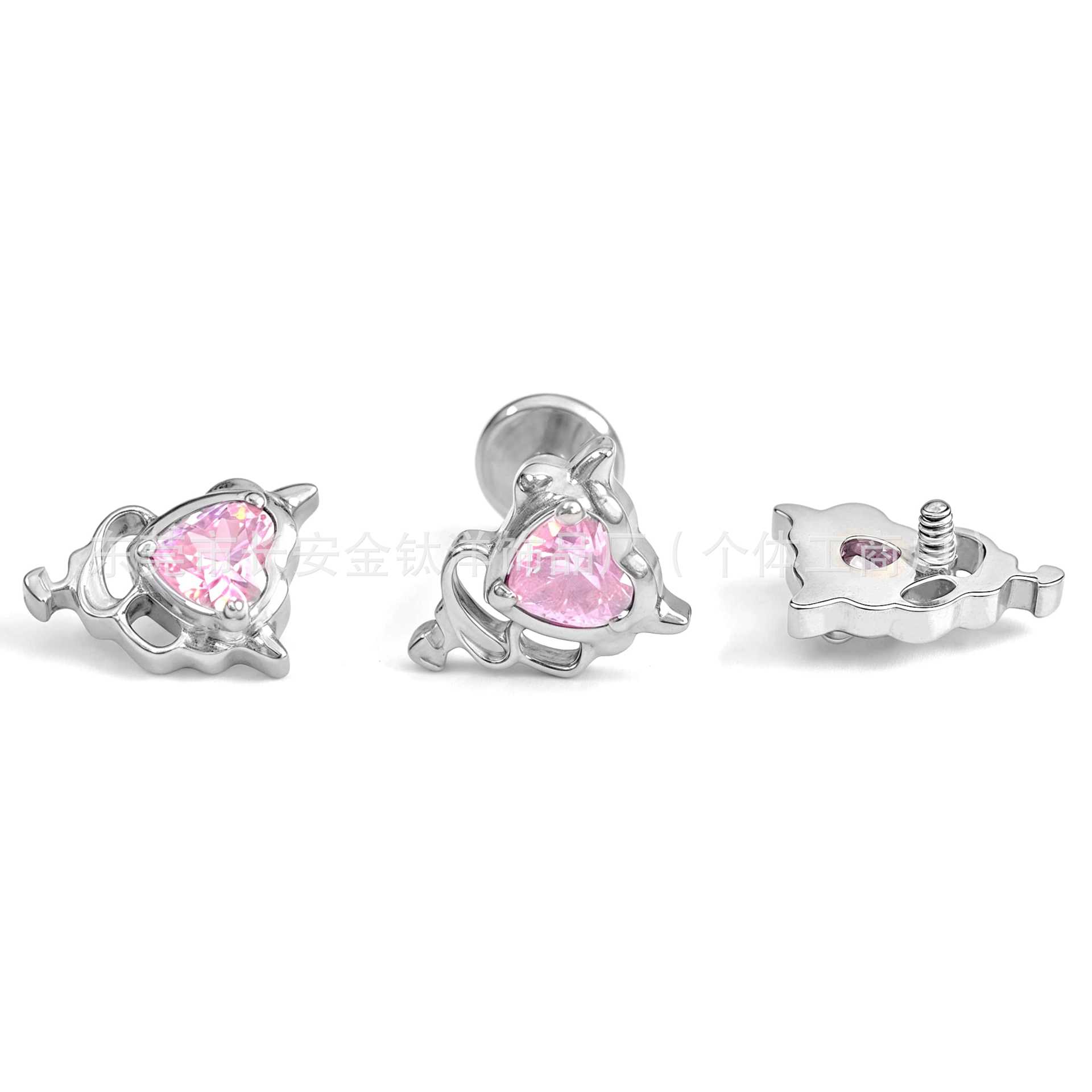 F136 Titanium Internal Thread Heart Devil Earrings Lip Nails Nose Nails Ear Bone Nails G23 Titanium Alloy Body Piercing Jewelry - Image 3