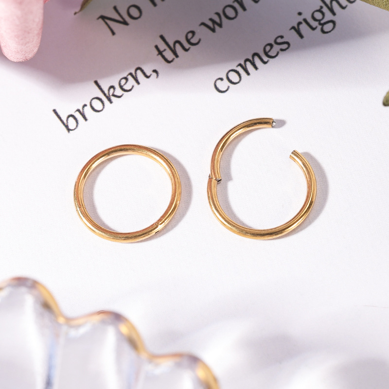 F136 Titanium Alloy Seamless Nose Ring - Gold 1.2x12mm Closed Ring for Nostril Piercing - Image 4