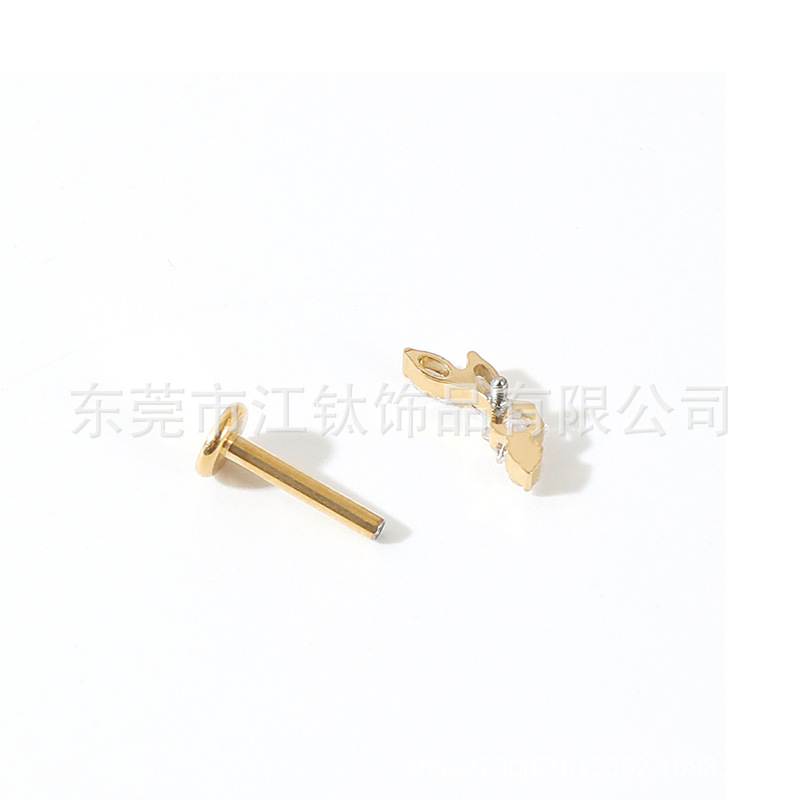 Star Shape Ear Cartilage Stud - Gold G23 Titanium Alloy Body Piercing Earring - Image 5