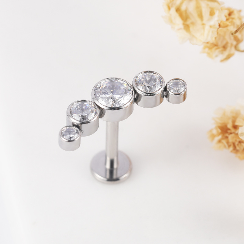 G23 Titanium Diamond Lip Nail Row Diamond Zircon Tongue Nail ASTM F-136 Ear Stud Ear Bone Nail Piercing Jewelry - Image 3
