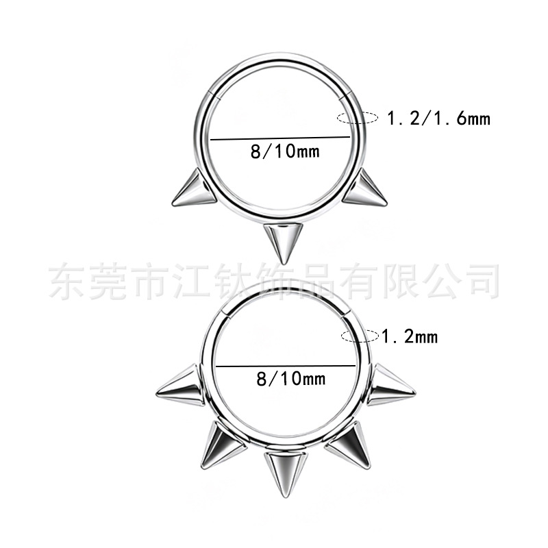 Jiangtai F136 Titanium Nose Ring Pointed Cone Closed Ring Seamless Ring Cross-Border G23 Titanium Alloy Body Piercing Jewelry Earrings - Image 2