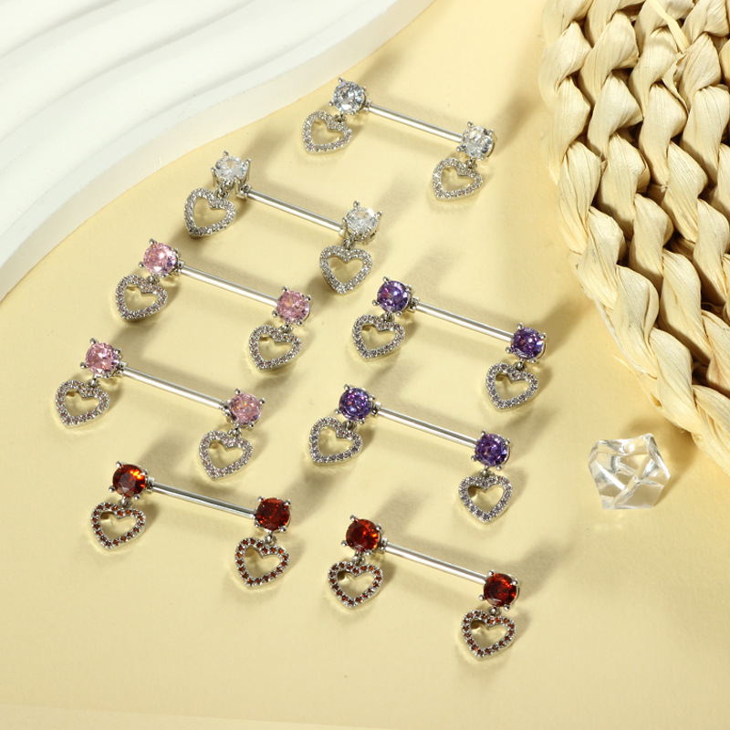 Heart Shaped Stainless Steel Nipple Ring Simple Geometric Body Piercing Jewelry for Daily Wear Pair - Image 3