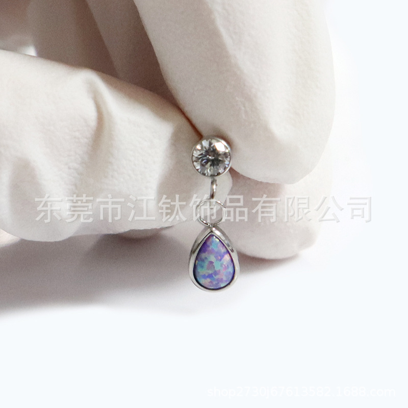 F136 Titanium Water Drop Ear Studs Pear-Shaped Bag Opal Cross-Border G23 Titanium Alloy Body Piercing Ear Bone Nails - Image 2
