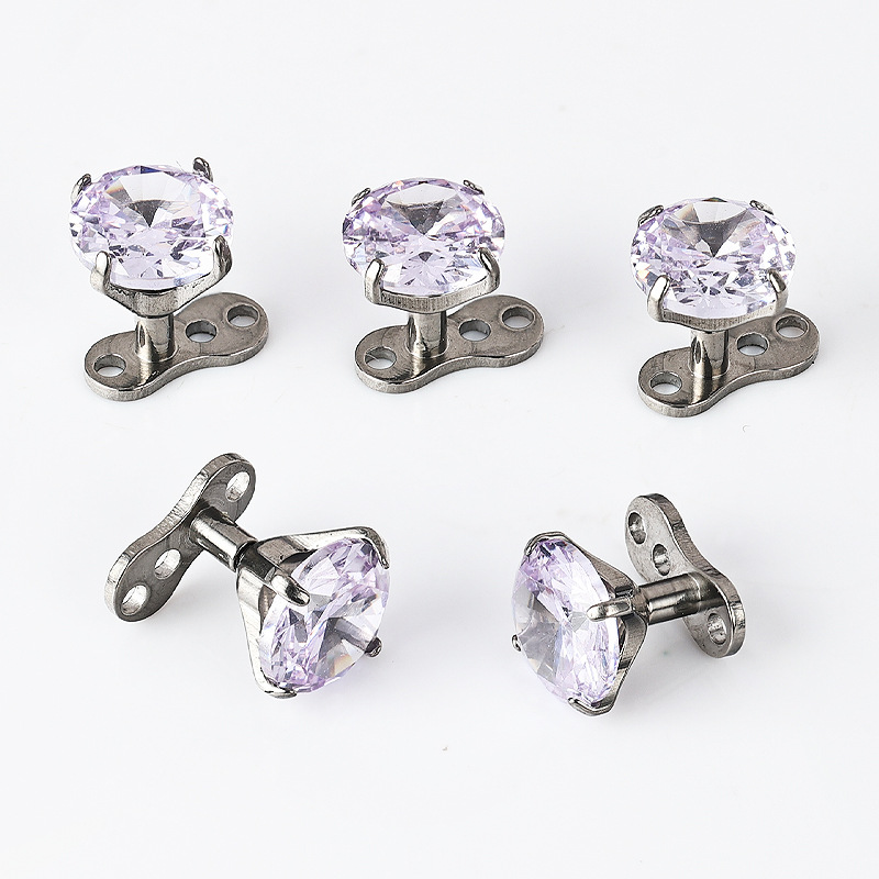 Zesen G23 Titanium Alloy Subcutaneous Buried Nail Zircon Internal Thread Lockbone Nail with Base suit Puncture Jewelry - Image 2