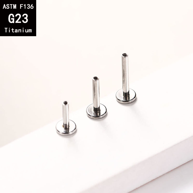 G23 Titanium 1.2mm Internally Threaded Labret Stud Ear Studs Ear Bone Nails F136 Titanium Alloy Piercing Jewelry - Image 2