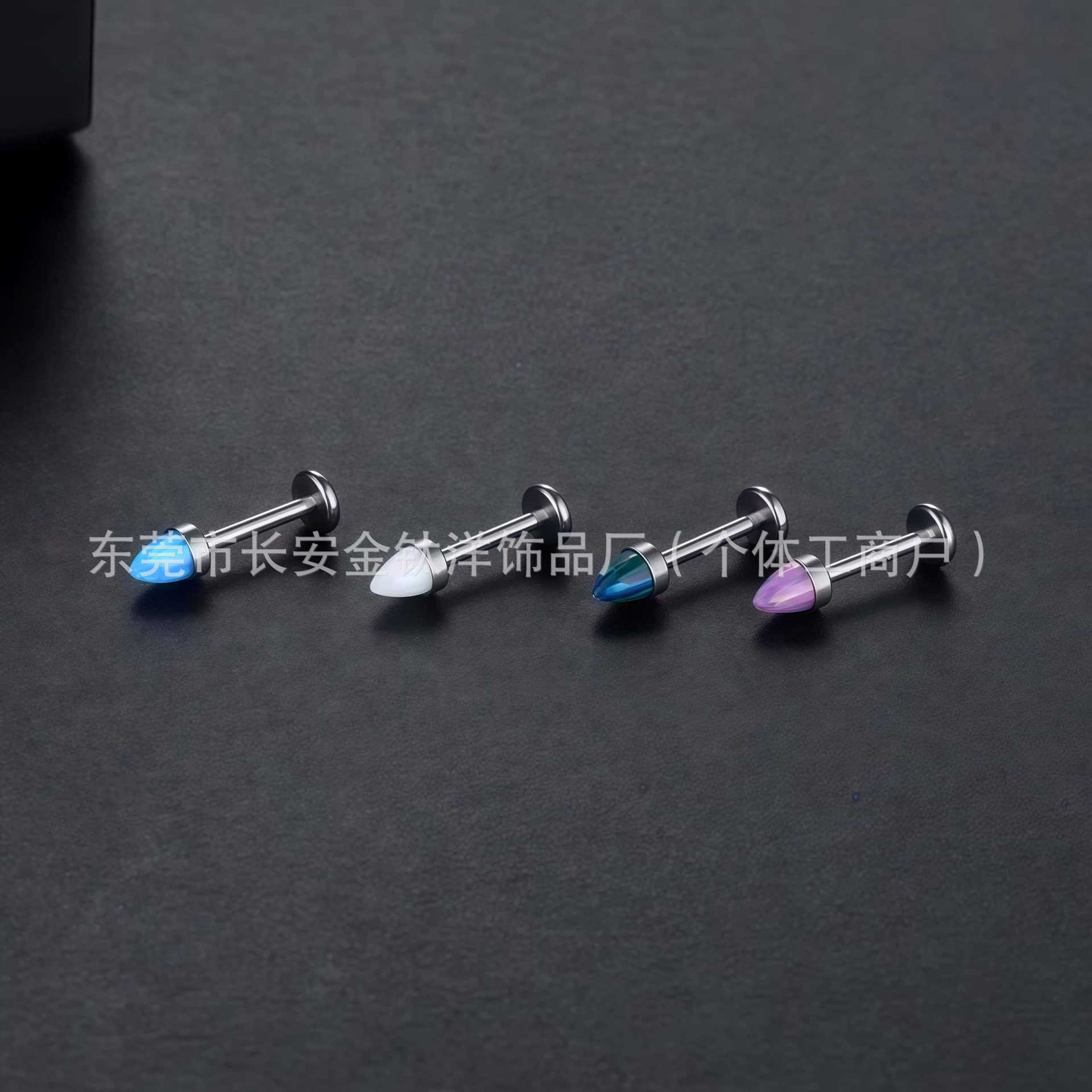 F136 Titanium Internal Thread Pointed Opal Nose Nail Lip Nail Ear Bone Nail Body Piercing Jewelry - Image 3
