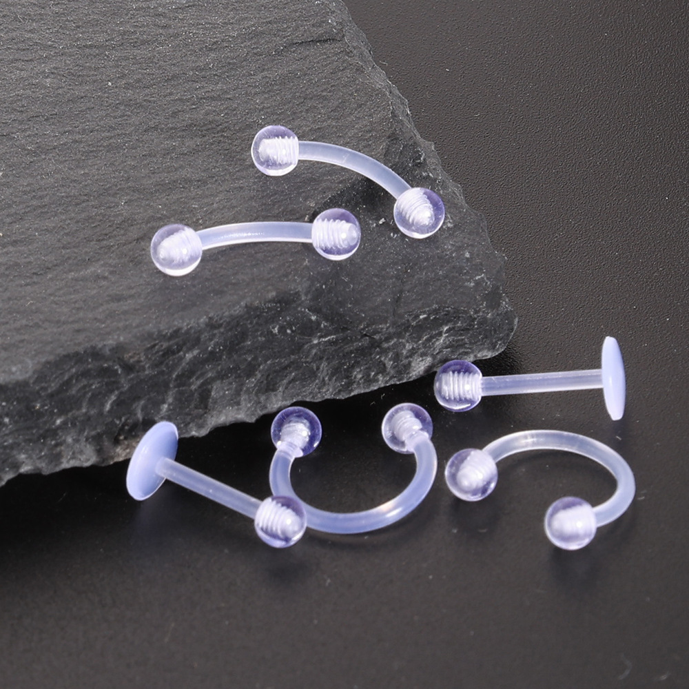 6-Piece Acrylic Nose Ring, Horseshoe Barbell, Lip Stud, Invisible Transparent Combo Set - Body Piercing Jewelry - Image 2